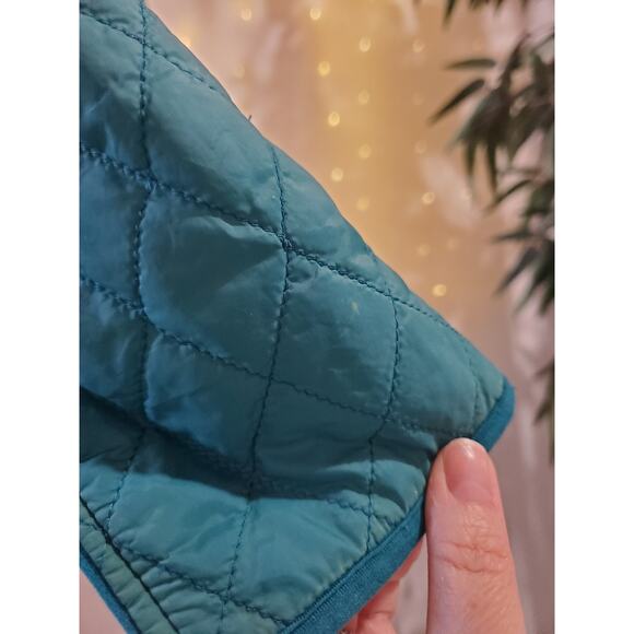 T by Talbots Diamond Quilted Teal Blue Zip Up Lightweight Jacket Womens Size L - Picture 9 of 12